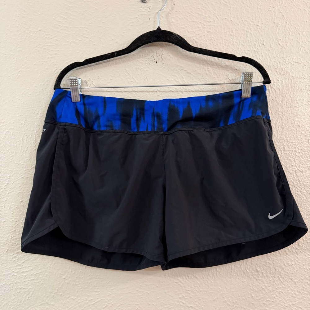 Nike black running short with blue waistband